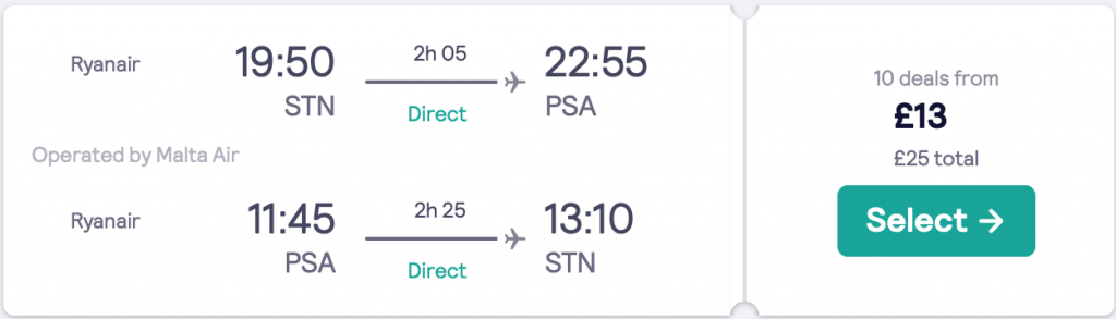 cheap flights to Pisa