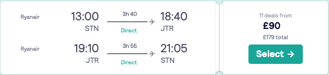 cheap flights to Santorini