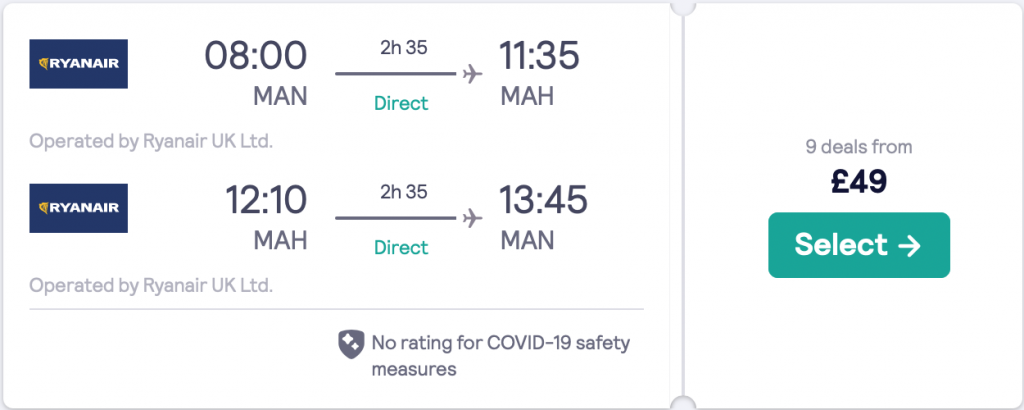 cheap flights to Menorca