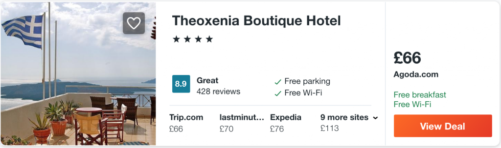 cheap hotel in Santorini