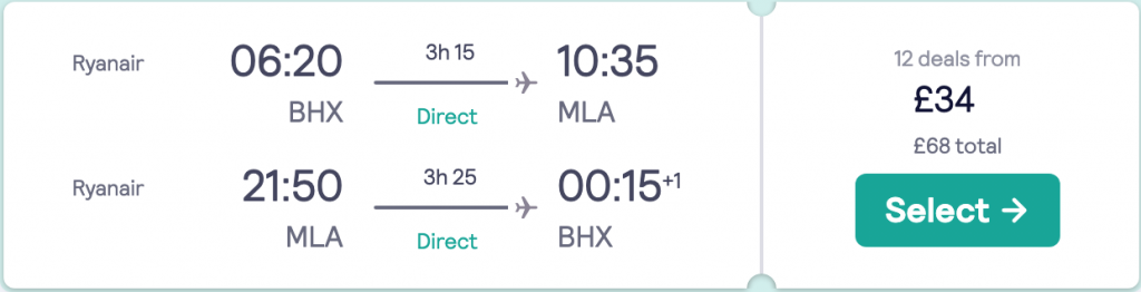 cheap flights to Malta