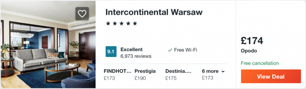luxury hotel in Warsaw