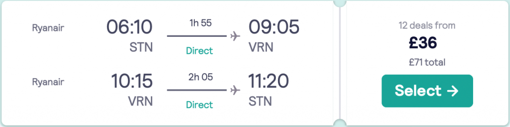 cheap flights to Verona