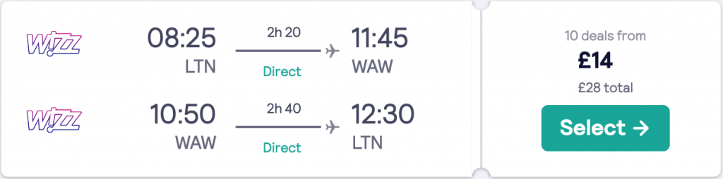 cheap flights to Warsaw
