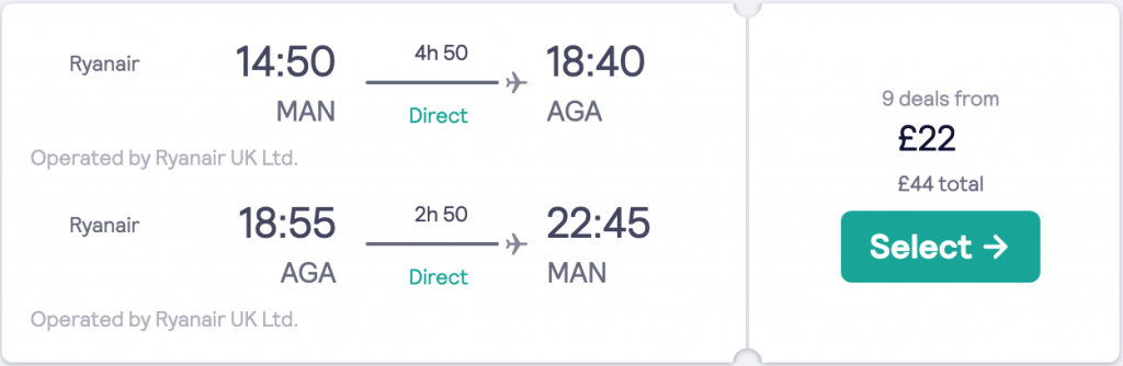 cheap flights to Agadir