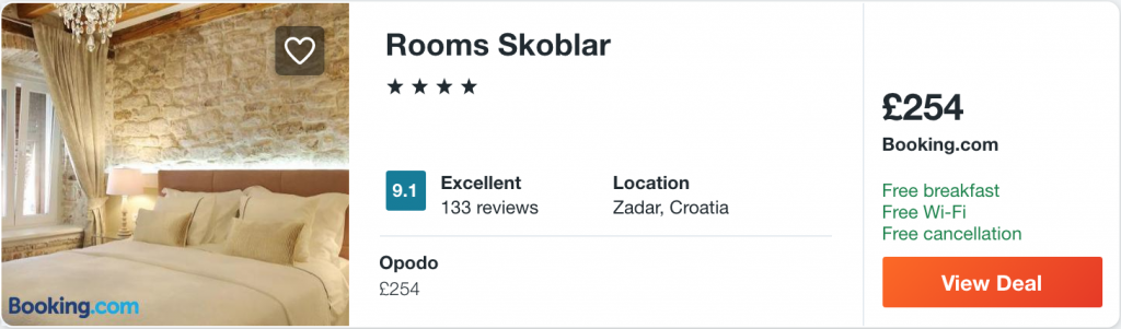 cheap hotel in Zadar