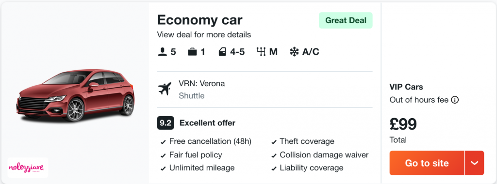 car hire in Verona