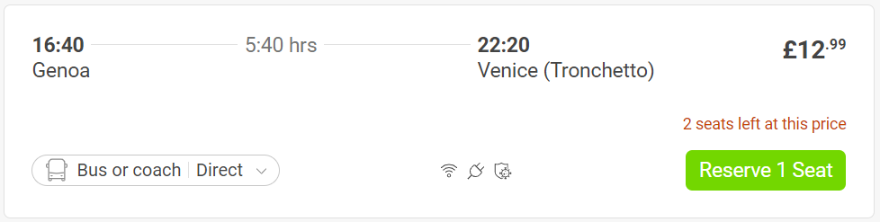 bus tickets to Venice
