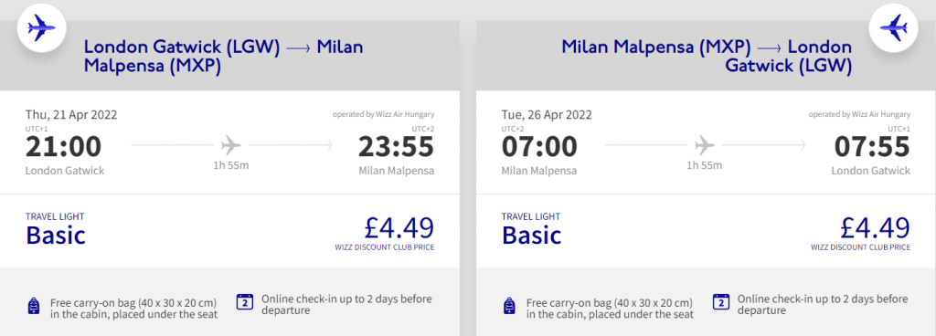 cheap flights to Milan