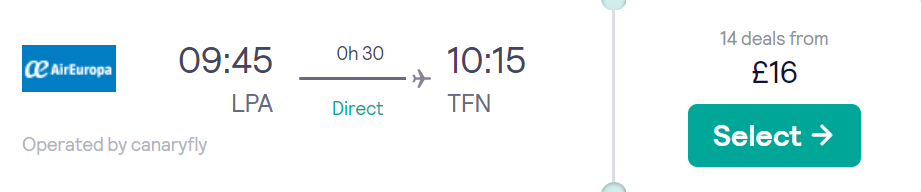 cheap flights to Tenerife