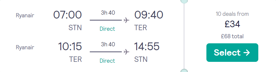 cheap flights to Azores