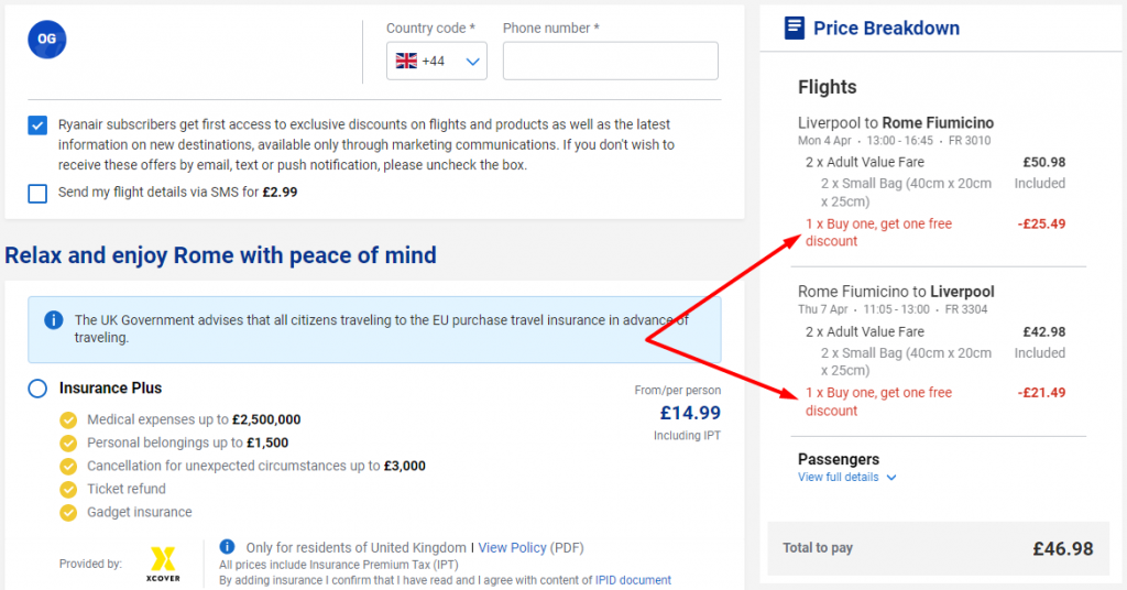 sale ryanair