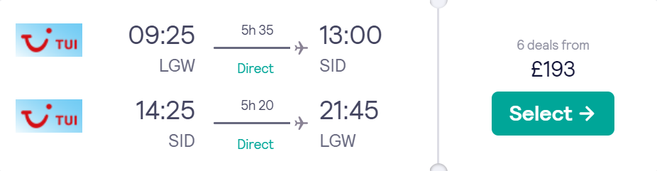 cheap flights to Cabo Verde