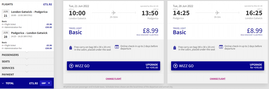 cheap flights to Montenegro