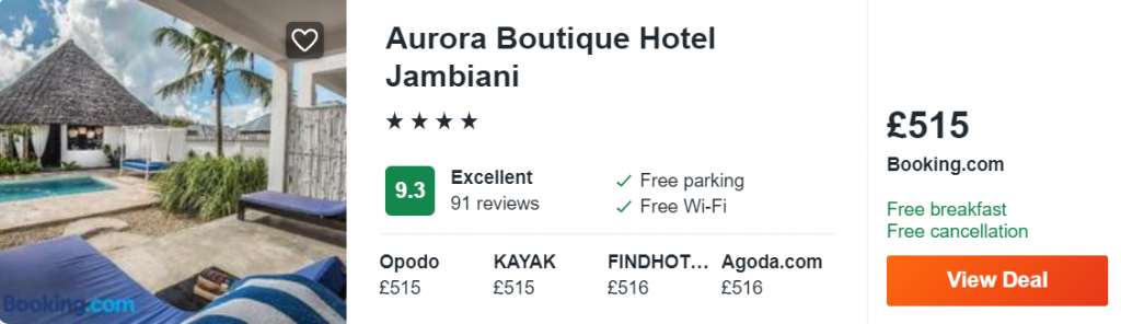 Aurora Boutique Hotel Jambiani