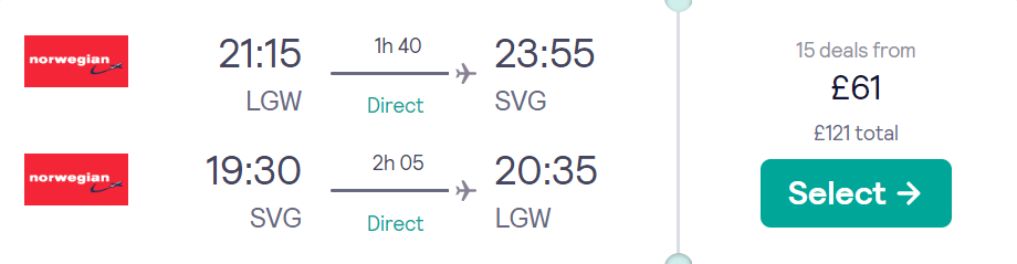 cheap flights to Norway