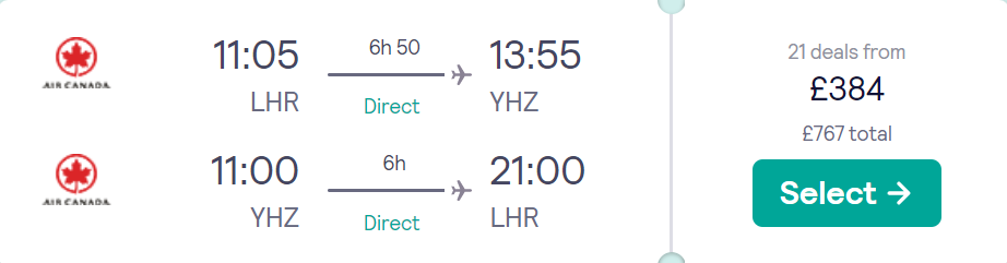 cheap flights to Canada