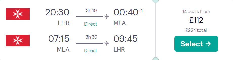 cheap flights to Malta