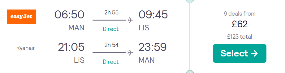 cheap flights to Portugal
