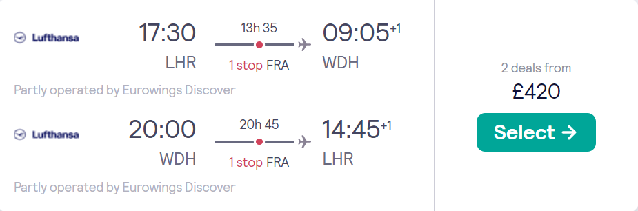 cheap flights to Namibia