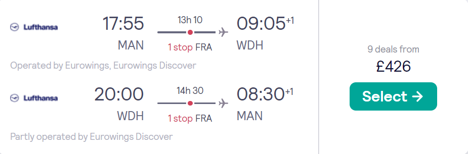 cheap flights to Namibia