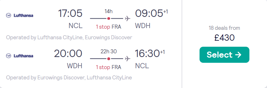 cheap flights to Namibia