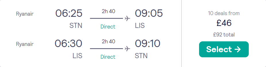 cheap flights to Portugal