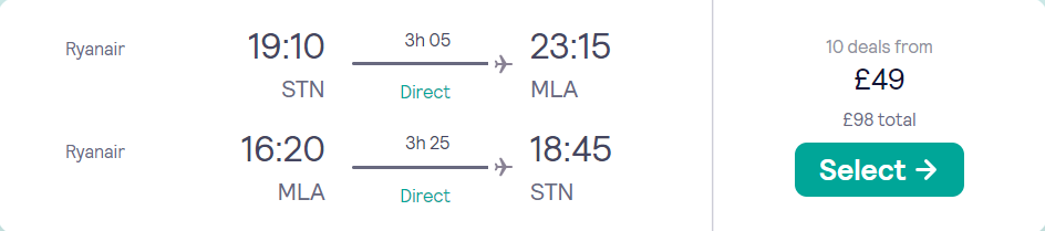 cheap flights to Malta