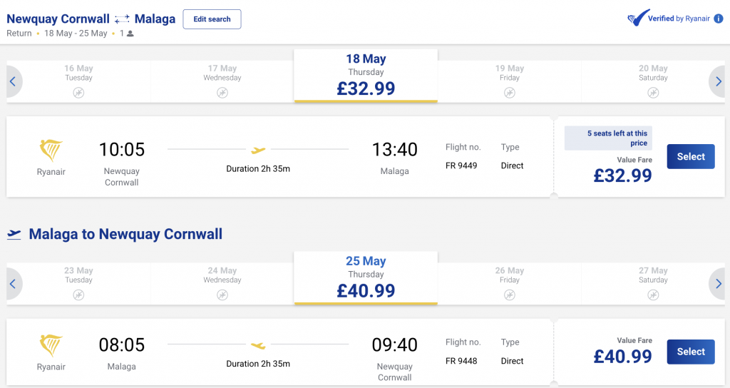 cheap flights to Malaga