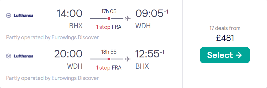 cheap flights to Namibia