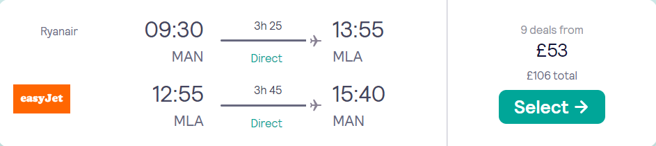 cheap flights to Malta