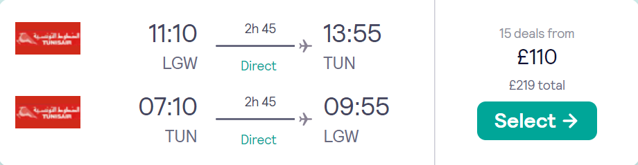 cheap flights to Tunisia