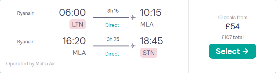 cheap flights to Malta