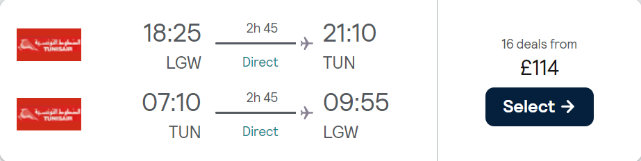cheap flights to Tunisia