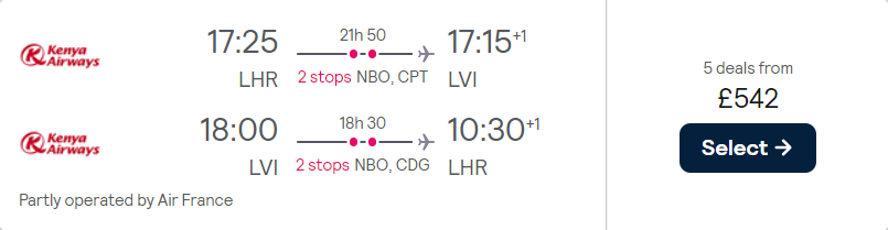 cheap flights to Zambia