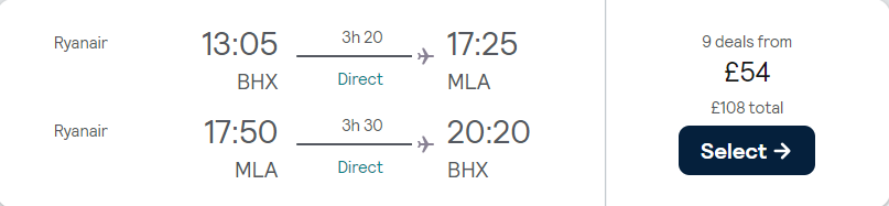 cheap flights to Malta