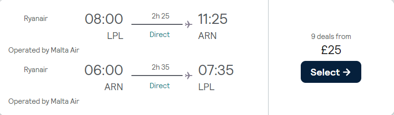 cheap flights to Sweden