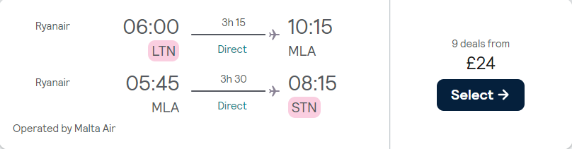 cheap flights to Malta