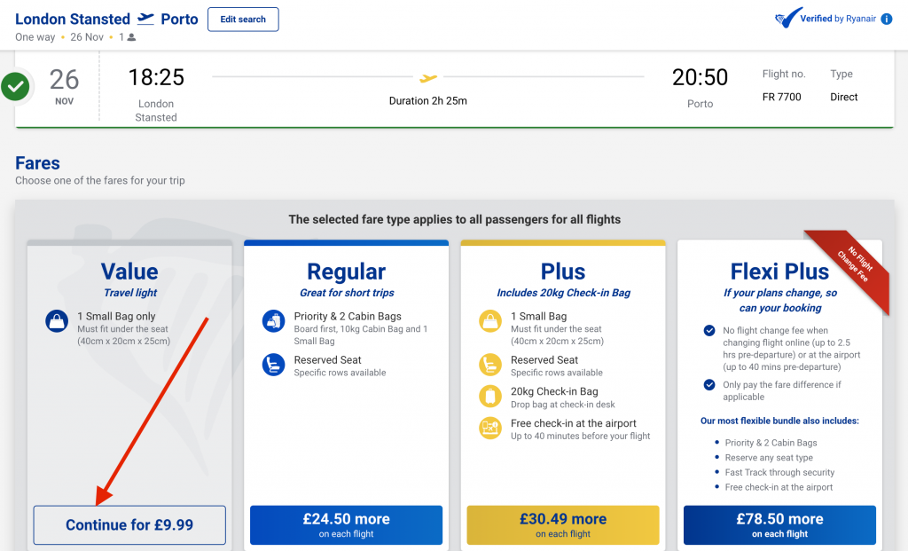 Ryanair seat selection