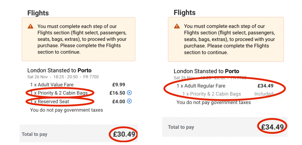 adding Priority and a seat to a Ryanair booking