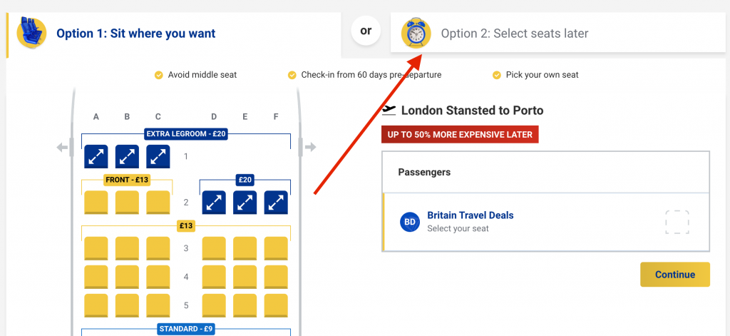 choosing a random seat at Ryanair's website