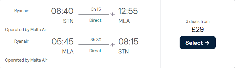 cheap flights to Malta
