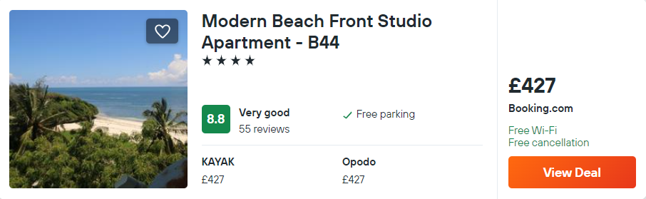 Modern Beach Front Studio Apartment - B44