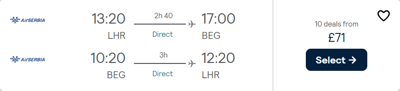 cheap flights to Serbia