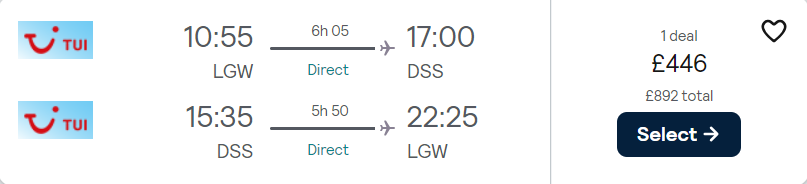 cheap flights to Senegal