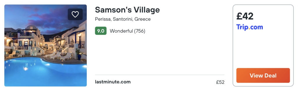cheap hotel in Santorini