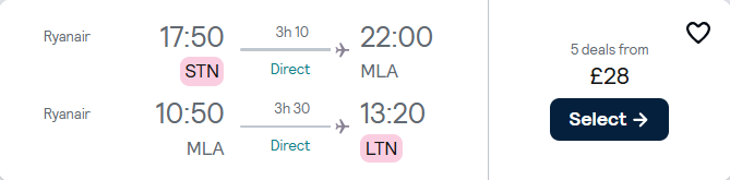 cheap flights to Malta