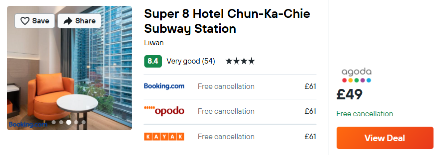 Super 8 Hotel Chun-Ka-Chie Subway Station
