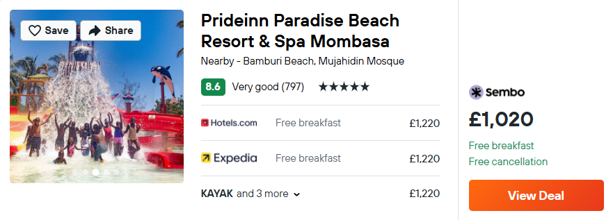 Prideinn Paradise Beach Resort & Spa Mombasa