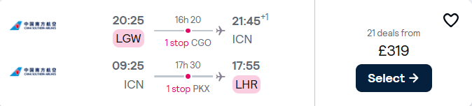 cheap flights to Korea